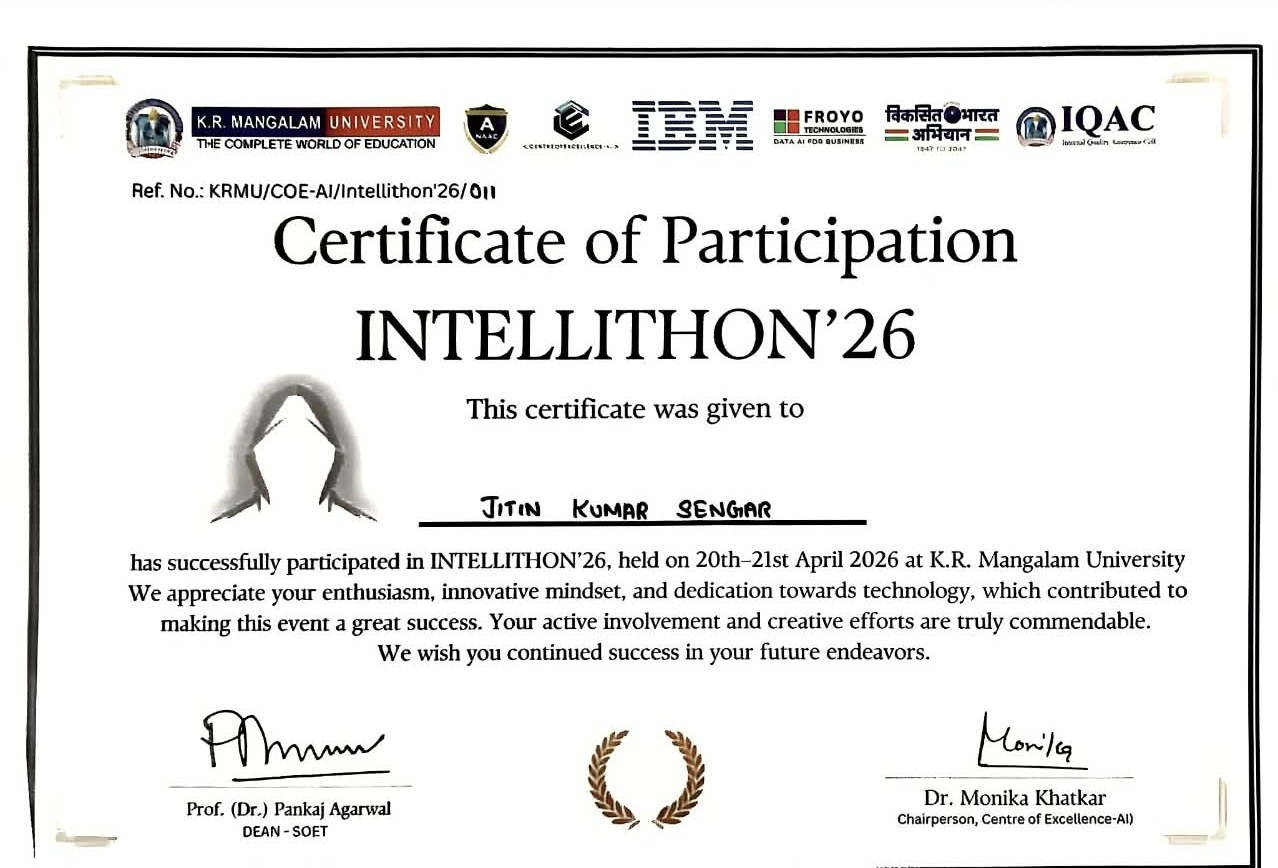 Certificate of participation for INTELLITHON 2026